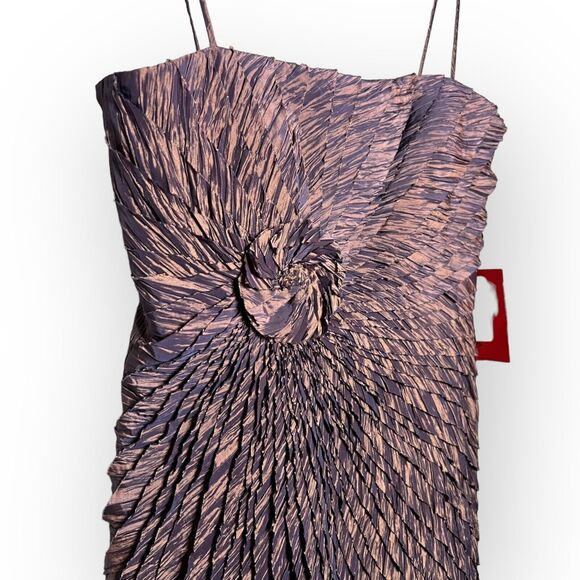 JS Collections Iridescent Mauve Spaghetti Strap Layered Cocktail Dress Sz 12 HTF - Picture 5 of 15